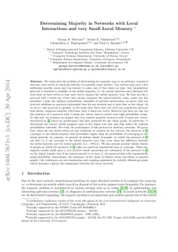 Determining Majority in Networks with Local Interactions and very Small
  Local Memory