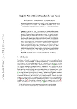 Majority Vote of Diverse Classifiers for Late Fusion