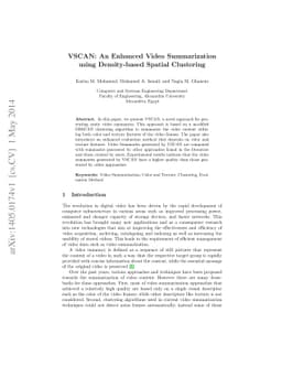 VSCAN: An Enhanced Video Summarization using Density-based Spatial
  Clustering