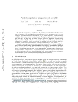 Parallel computation using active self-assembly