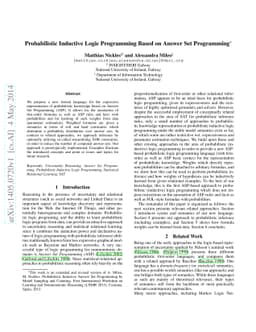 Probabilistic Inductive Logic Programming Based on Answer Set
  Programming