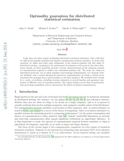 Optimality guarantees for distributed statistical estimation