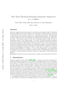 Fast, Exact Bootstrap Principal Component Analysis for p>1 million