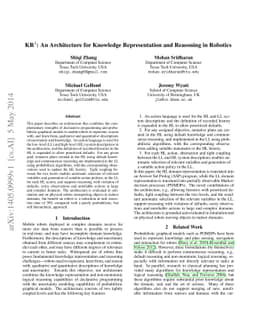 KR$^3$: An Architecture for Knowledge Representation and Reasoning in
  Robotics