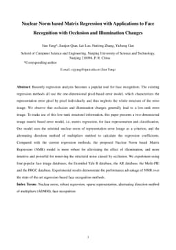 Nuclear Norm based Matrix Regression with Applications to Face
  Recognition with Occlusion and Illumination Changes
