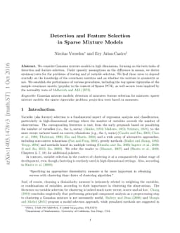Detection and Feature Selection in Sparse Mixture Models