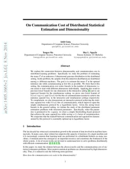 On Communication Cost of Distributed Statistical Estimation and
  Dimensionality