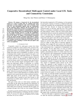 Cooperative Decentralized Multi-agent Control under Local LTL Tasks and
  Connectivity Constraints