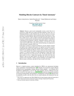 Modeling Bitcoin Contracts by Timed Automata