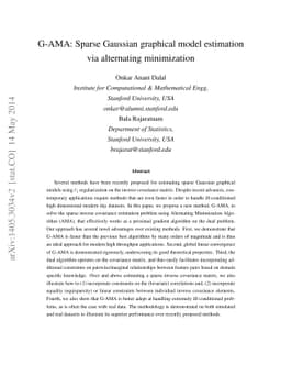 G-AMA: Sparse Gaussian graphical model estimation via alternating
  minimization