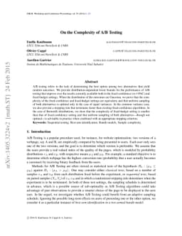 On the Complexity of A/B Testing