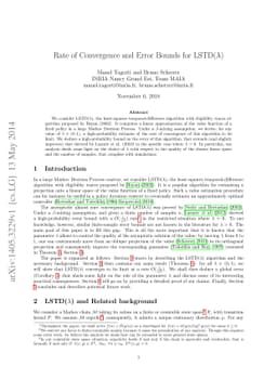 Rate of Convergence and Error Bounds for LSTD($λ$)