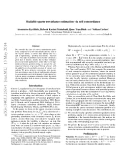 Scalable sparse covariance estimation via self-concordance