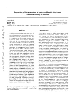 Improving offline evaluation of contextual bandit algorithms via
  bootstrapping techniques
