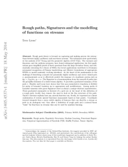 Rough paths, Signatures and the modelling of functions on streams