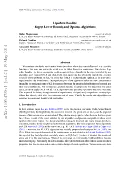 Lipschitz Bandits: Regret Lower Bounds and Optimal Algorithms
