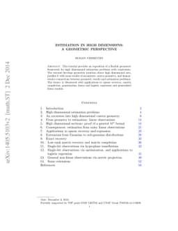 Estimation in high dimensions: a geometric perspective