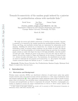 Towards $k$-connectivity of the random graph induced by a pairwise key
  predistribution scheme with unreliable links