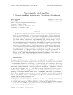 Narrowing the Modeling Gap: A Cluster-Ranking Approach to Coreference
  Resolution