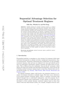 Sequential Advantage Selection for Optimal Treatment Regimes