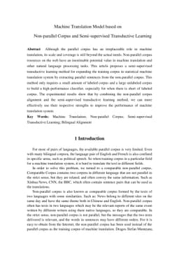Machine Translation Model based on Non-parallel Corpus and
  Semi-supervised Transductive Learning