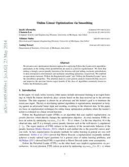 Online Linear Optimization via Smoothing