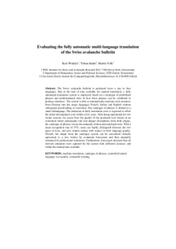 Evaluating the fully automatic multi-language translation of the Swiss
  avalanche bulletin