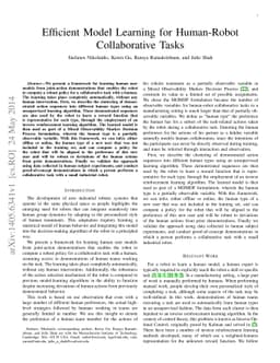 Efficient Model Learning for Human-Robot Collaborative Tasks