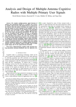 Analysis and Design of Multiple-Antenna Cognitive Radios with Multiple
  Primary User Signals