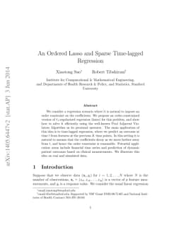 An Ordered Lasso and Sparse Time-Lagged Regression
