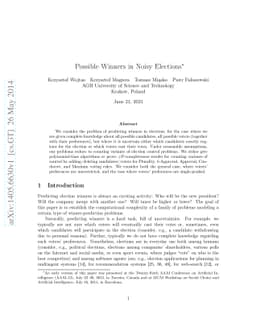 Possible Winners in Noisy Elections