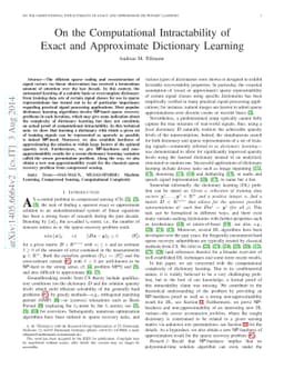 On the Computational Intractability of Exact and Approximate Dictionary
  Learning