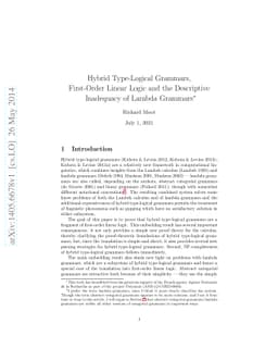 Hybrid Type-Logical Grammars, First-Order Linear Logic and the
  Descriptive Inadequacy of Lambda Grammars