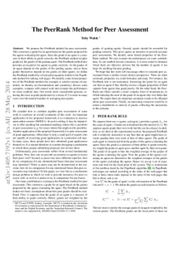 The PeerRank Method for Peer Assessment