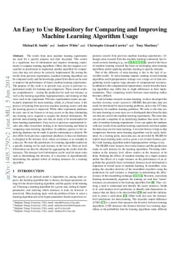 An Easy to Use Repository for Comparing and Improving Machine Learning
  Algorithm Usage