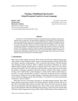 Training a Multilingual Sportscaster: Using Perceptual Context to Learn
  Language