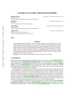Learning to Act Greedily: Polymatroid Semi-Bandits
