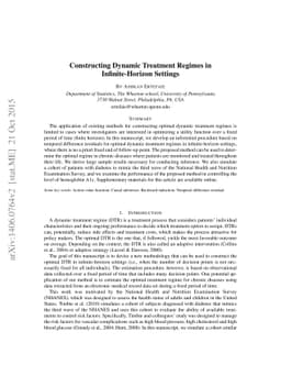 Constructing Dynamic Treatment Regimes in Infinite-Horizon Settings