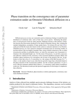 Phase transition on the convergence rate of parameter estimation under
  an Ornstein-Uhlenbeck diffusion on a tree