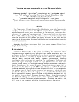 Machine learning approach for text and document mining