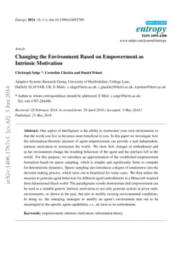 Changing the Environment Based on Empowerment as Intrinsic Motivation