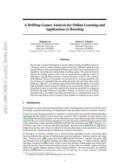 A Drifting-Games Analysis for Online Learning and Applications to
  Boosting