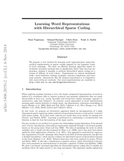 Learning Word Representations with Hierarchical Sparse Coding