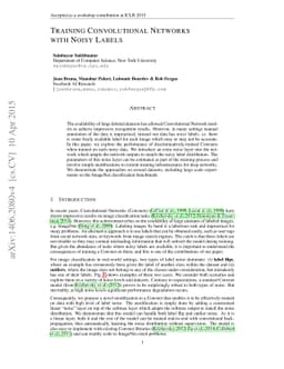 Training Convolutional Networks with Noisy Labels