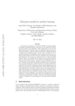 Memristor models for machine learning