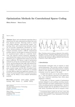 Optimization Methods for Convolutional Sparse Coding