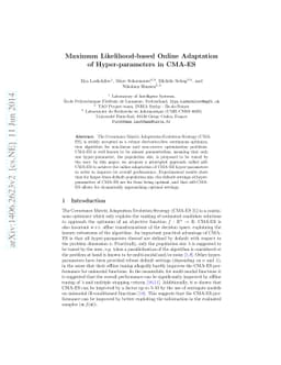 Maximum Likelihood-based Online Adaptation of Hyper-parameters in CMA-ES
