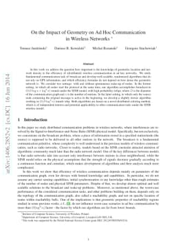On the Impact of Geometry on Ad Hoc Communication in Wireless Networks