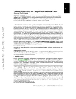 A Pattern-based Survey and Categorization of Network Covert Channel
  Techniques