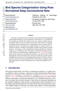 Bird Species Categorization Using Pose Normalized Deep Convolutional
  Nets